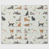 Niedliche Katzen und Pflanze Geschenkpapier (Flach)