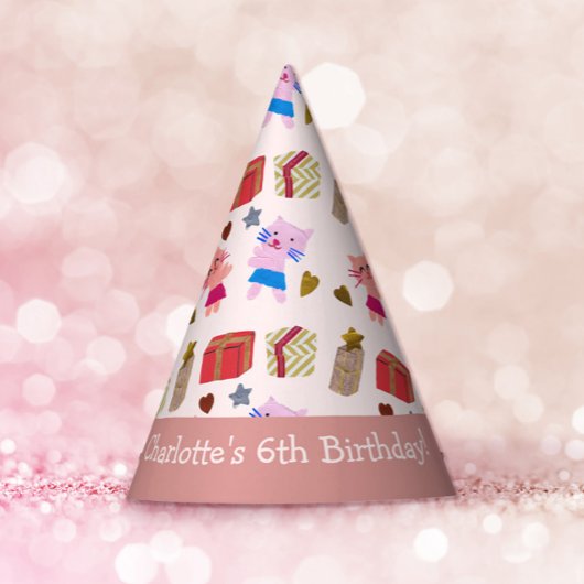 Niedliche Katzen und Präsent Rosa Kindergeburtstag Partyhütchen