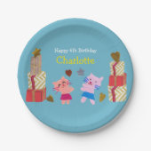 Niedliche Katzen und Präsentiert Blaues Kindergebu Pappteller (Vorderseite)