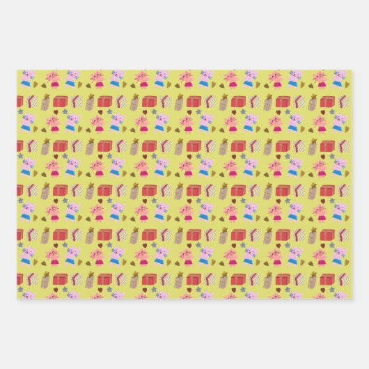 Niedliche Katzen und präsentiert handgefertigte Mu Geschenkpapier Set (Vorderseite 2)