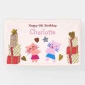 Niedliche Katzen und Präsentiert Rosa Kindergeburt Banner (Horizontal)