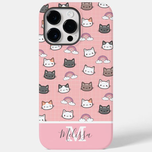 Niedliche Katzen und Regenbogenmonogramm Case-Mate iPhone Hülle (Rückseite)