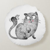 Niedliche Katzen und Schmetterlinge Rundes Kissen (Rückseite)