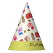 Niedliche Katzen und Vorkommen Gelbgrüner Kinderge Partyhütchen (Links)