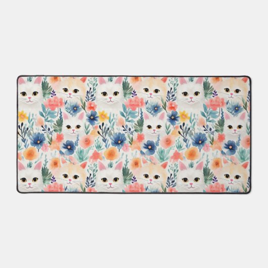 Niedliche Katzen und Wildblumen Schreibtischunterlage (Vorderseite)
