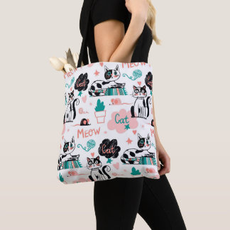 Niedliche Katzen und Wörter Tasche