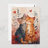 Niedliche Katzen Valentinstag Postkarte (Vorne/Hinten)