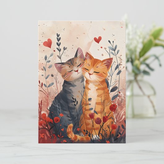 Niedliche Katzen Valentinstag Postkarte (Stehend Vorderseite)