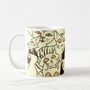 Niedliche Katzen Vintage-Wallpaper-Muster Kaffeetasse
