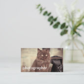 Niedliche Katzen-Vintager Kamera-Fotograf Visitenkarte (Stehend Vorderseite)
