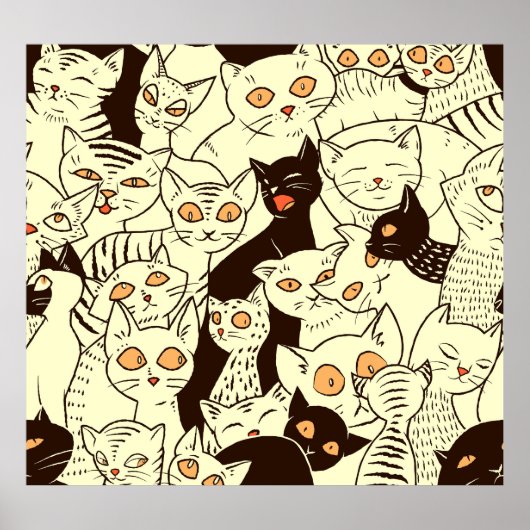 Niedliche Katzen Vintages Hintergrundbild Poster (Vorne)