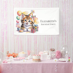 Niedliche Katzen-Wasserfarben-Geburtstagsfeier Wil Banner