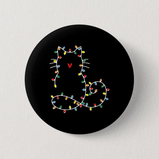 Niedliche Katzen Weihnachten Lichter frohe Catmas Button (Vorderseite)