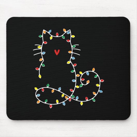 Niedliche Katzen Weihnachten Lichter frohe Catmas  Mousepad (Vorne)