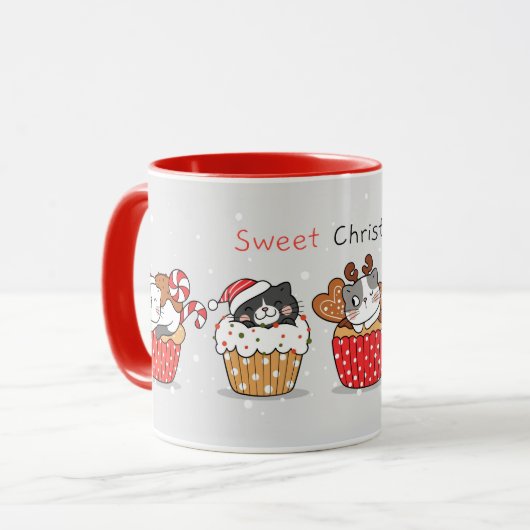 Niedliche Katzen Weihnachten Tasse (Vorderseite Links)