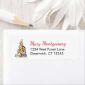 Niedliche Katzen Weihnachtsbaum Rücksendeadresse (Insitu)