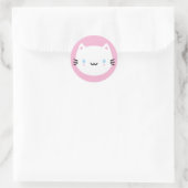 Niedliche Katzen - White Kawaii Kitten Runder Aufkleber (Tasche)