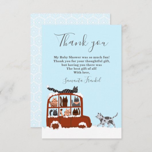 Niedliche Katzen Winter Geburtstagskind Dankeskarte (Vorne/Hinten)