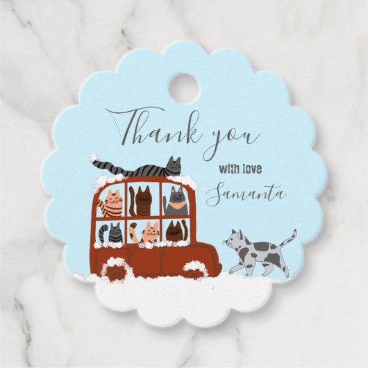 Niedliche Katzen Winterschneeflocken Geburtstagsge Geschenkanhänger (Vorderseite)