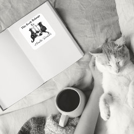 Niedliche Katzen, zu denen dieses Buch gehört Quadratischer Aufkleber