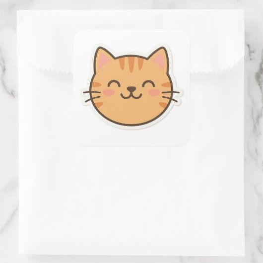 Niedliche Katzenaufkleber - Kawaii Cartoon Sty Quadratischer Aufkleber (Tasche)