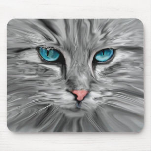 Niedliche Katzenaugen mit Aquarellmalerei Art Mousepad
