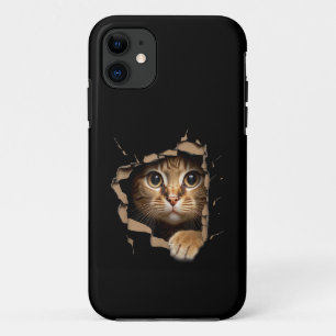 Niedliche Katzenblicke aus zerrissenem Stoff Katze Case-Mate iPhone Hülle