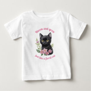 Niedliche Katzenblütenmuster blühen und wachsen Baby T-shirt
