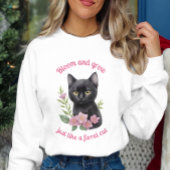 Niedliche Katzenblütenmuster blühen und wachsen Sweatshirt