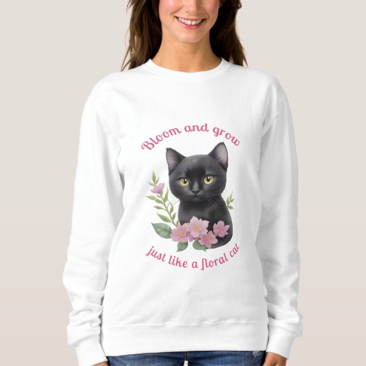 Niedliche Katzenblütenmuster blühen und wachsen Sweatshirt (Vorderseite)
