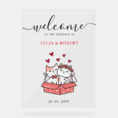 Niedliche Katzenbräune und Hochzeit Acrylschild (Vorderseite)