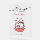 Niedliche Katzenbräune und Hochzeit Acrylschild (Winkel)