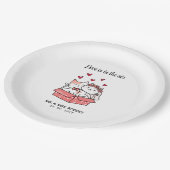 Niedliche Katzenbräune und Hochzeit Pappteller (Schrägansicht)