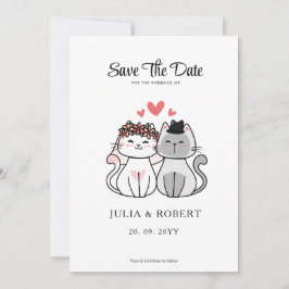 Niedliche Katzenbräune und Hochzeit Save The Date