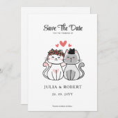 Niedliche Katzenbräune und Hochzeit Save The Date (Vorne/Hinten)