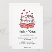 Niedliche Katzenbrille und einfache Hochzeit Einladung (Vorne/Hinten)
