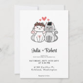 Niedliche Katzenbrille und einfache Hochzeit Einladung (Vorderseite)