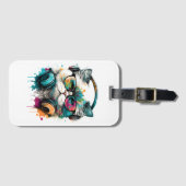 Niedliche Katzenbrille und Gepäckmarke mit Headset Gepäckanhänger (Vorderseite (Horizontal))