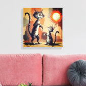 Niedliche Katzencharaktere Art Leinwanddruck (Insitu (Wohnzimmer))