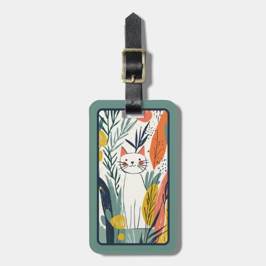 Niedliche Katzendarstellung Gepäckanhänger (Vorderseite vertikal)