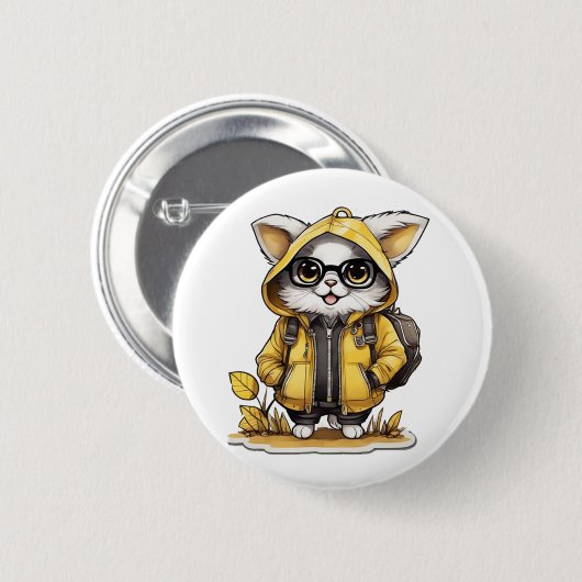 niedliche Katzenfallästhetik Button (Vorne & Hinten)