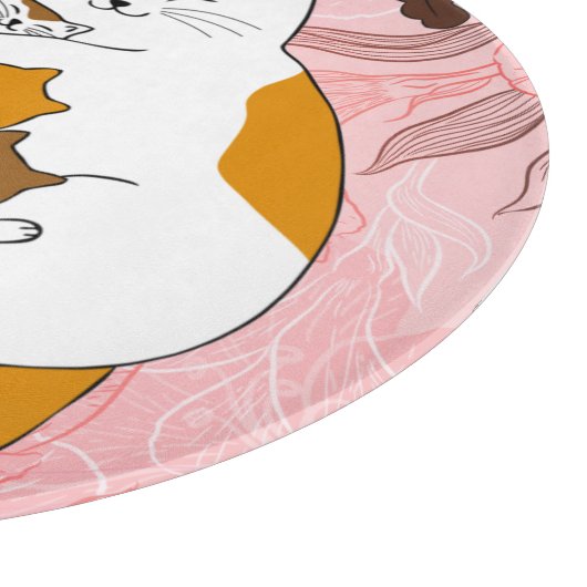 Niedliche Katzenfamilie Schneidebrett (Ecke)