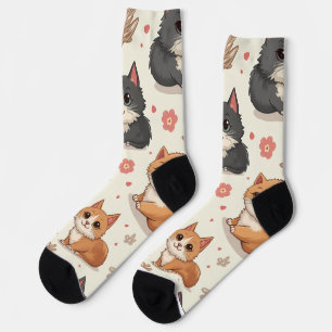 Niedliche Katzenfiguren. Socken