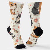 Niedliche Katzenfiguren. Socken (Gewinkelt)
