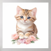 Niedliche Katzenfloralblütenblüten Poster (Vorne)