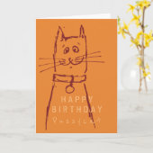 Niedliche Katzengeburtkarte orange Karte (Gelbe Blume)