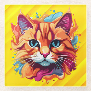 Niedliche Katzengesicht-87002 Glasuntersetzer