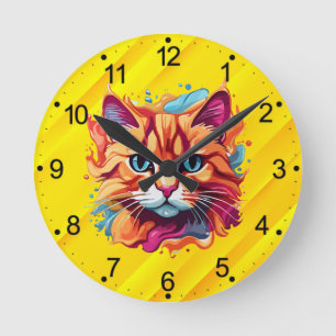 Niedliche Katzengesicht-87002 Runde Wanduhr
