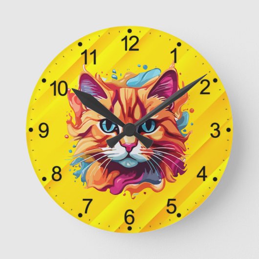 Niedliche Katzengesicht-87002 Runde Wanduhr (Vorderseite)