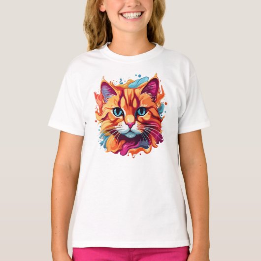 Niedliche Katzengesicht-87002 T-Shirt (Vorderseite)
